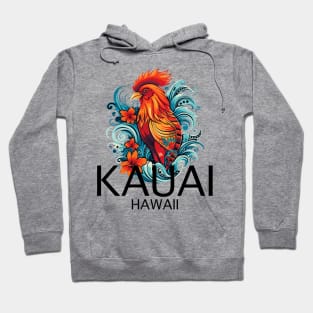 Kauai Hawaii - Rooster (with Black Lettering) Hoodie